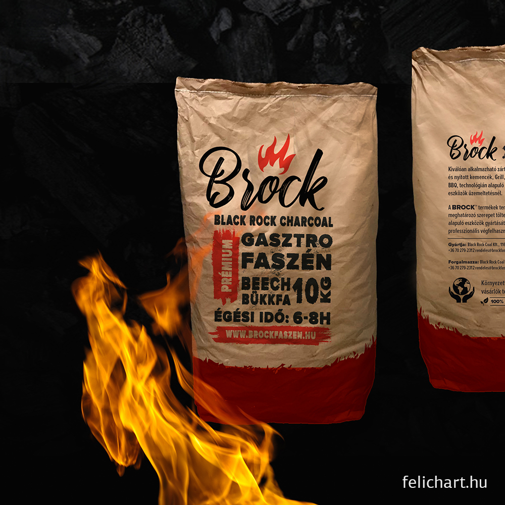 Brock faszén csomagolás grafikai tervezése