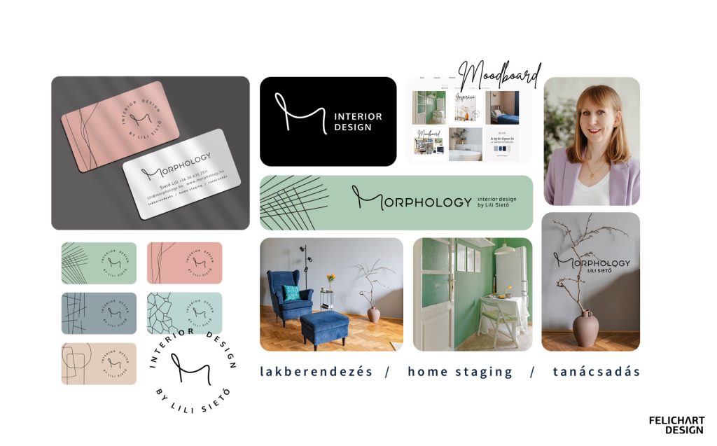 Minimalista, egyedi logó- és arculattervezés lakberendező márkának a Felichart Design-tól