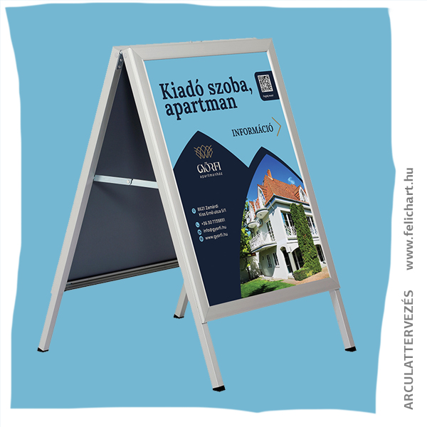 Megállítótábla tervezés szálláshelyeknek – figyelemfelkeltő utcai reklám a Felichart Design-tól