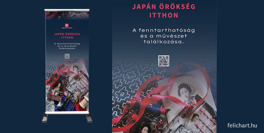 Egyedi roll-up tervezés szabadúszó grafikus, Felichart Design által, figyelemfelkeltő és márkahű dizájn.